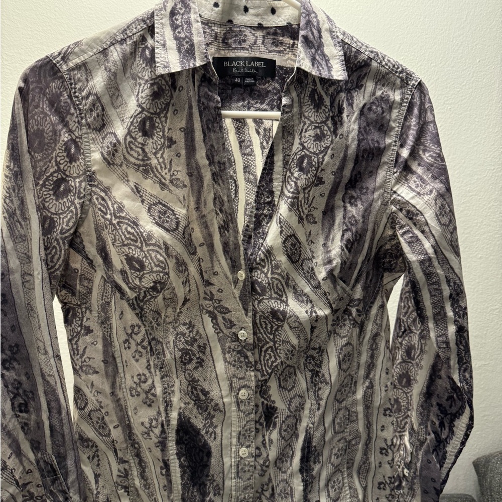 Black Label Patterned Button-Up Shirt - image 6